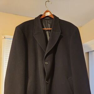 RALPH LAUREN Wool Cashmere Overcoat Mens XL Black Three Button Warm Long Trench